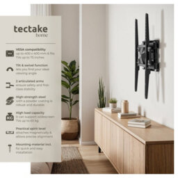 Tectake Television Bracket - Tv Wall Mount For 26-75 Inch Screens, Extendable And Tiltable 60 Kg - Black - thumbnail 2