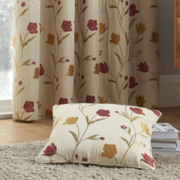 Curtina Juliette Floral Premium Jacquard Weave Red Filled Cushion - thumbnail 2