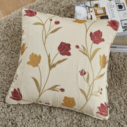 Curtina Juliette Floral Premium Jacquard Weave Red Filled Cushion - thumbnail 1