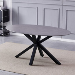 Gricio 160Cm X 90Cm Grey Stone Oval Dining Table