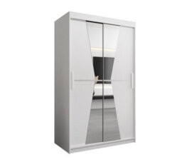Arte Morocco Contemporary 2 Mirrored Sliding Door Wardrobe 5 Shelves 2 Rails White Matt (H)2000mm (W)1200mm (D)620mm - thumbnail 1