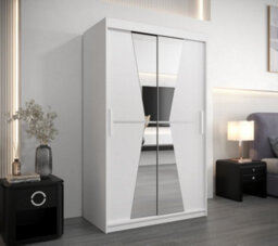 Arte Morocco Contemporary 2 Mirrored Sliding Door Wardrobe 5 Shelves 2 Rails White Matt (H)2000mm (W)1200mm (D)620mm - thumbnail 2
