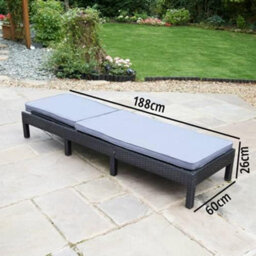 Spot On Dealz Rattan Sun Loungers For Garden Day Bed With Grey Padded Cushion Cm Form Garden  - thumbnail 3
