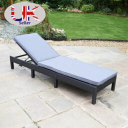 Spot On Dealz Rattan Sun Loungers For Garden Day Bed With Grey Padded Cushion Cm Form Garden  - thumbnail 2