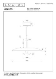 Lucide Premium Kenneth Pendant Light Diameter 40Cm Led Dim. 2700K - Black - thumbnail 4