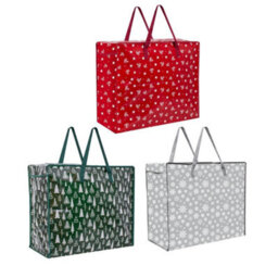 Yes-Online Pack Of 3 Christmas Decoration Storage Bags Red Silver Green Jumbo Reusable Shopping Bags - thumbnail 3