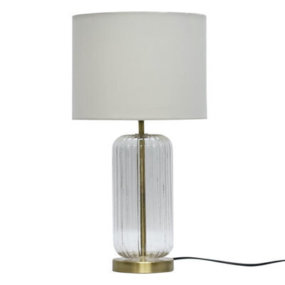 First Choice Lighting Walpole - Fluted Glass Antique Brass 49Cm Table Lamp With Ivory Shade - image 1