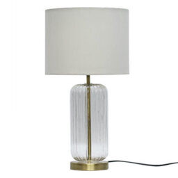 First Choice Lighting Walpole - Fluted Glass Antique Brass 49Cm Table Lamp With Ivory Shade - thumbnail 1