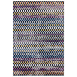 The Rug Edit Blue Multi Modern Muse Gingham Check Distressed Rug - thumbnail 2