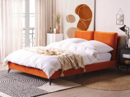 Beliani Bed Velvet Melle 140 X 200 Cm (Eu Double) Orange - thumbnail 2