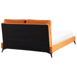 Beliani Bed Velvet Melle 140 X 200 Cm (Eu Double) Orange - thumbnail 5