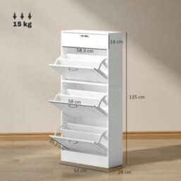 Homcom Shoe Cabinet W/ 4 Drawers Shoe Storage Organiser For 18 Pairs Black - thumbnail 3