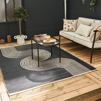 The Rugs Reversible Waterproof Abstract Outdoor Rug Urban 1010 Black&beige - image 1