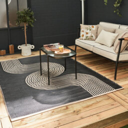 The Rugs Reversible Waterproof Abstract Outdoor Rug Urban 1010 Black&beige - thumbnail 1