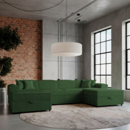 Santos U Living Room Universal Corner Sofa Bed Chipboard Polyurethane Foam Wave Springs 320X166X79Cm Green - thumbnail 1