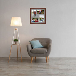 AK Frames 12X12 Rose Wood Modern Multi Photo Frame With Mid Grey Mount - Holds 4 Apertures (4X) 6X4 Photos - thumbnail 3