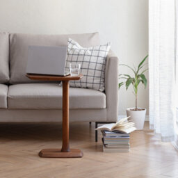 MH London Ellis Solid Wood C Shape Side Table Living Room Bedside Sofa End Table - Walnut - thumbnail 2