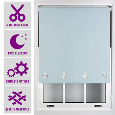 Furnished Made To Measure Blackout Roller Blinds With Big Round Eyelets - Duck Egg Blue Blind (W)60Cm (L)165Cm - image 1