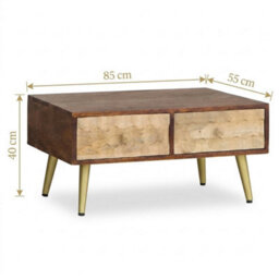 Lexus Wood And Metal Gold Coffee Table With 2 Drawers - thumbnail 9