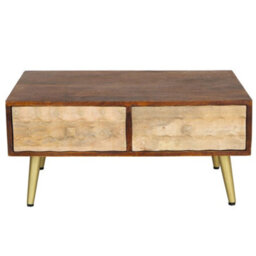 Lexus Wood And Metal Gold Coffee Table With 2 Drawers - thumbnail 8