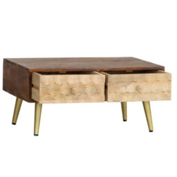 Lexus Wood And Metal Gold Coffee Table With 2 Drawers - thumbnail 3