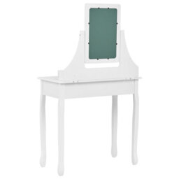 Beliani White Dressing Table With Mirror And Upholstered Stool, 4 Drawers - W80 X D40 X H138 Cm - thumbnail 5