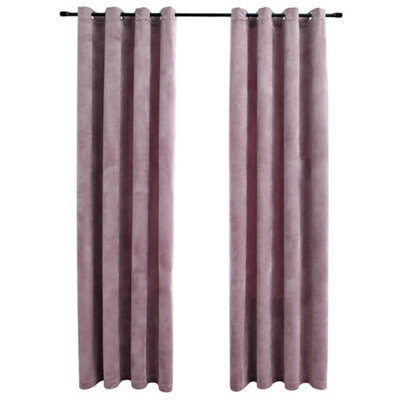 Berkfield Elegant Blackout Curtains With Rings 2Pcs Velvet Antique Pink 140X175Cm