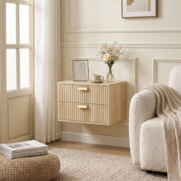 2Pcs Modern Floating Nightstands, 2 Drawers Bedside Tables, Oak - thumbnail 6