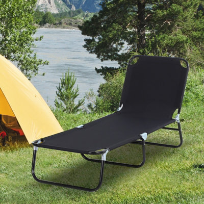 Outsunny Folding Lounge Chair Outdoor Chaise Lounge For Bench Patio Black - image 1