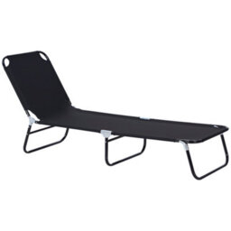 Outsunny Folding Lounge Chair Outdoor Chaise Lounge For Bench Patio Black - thumbnail 2