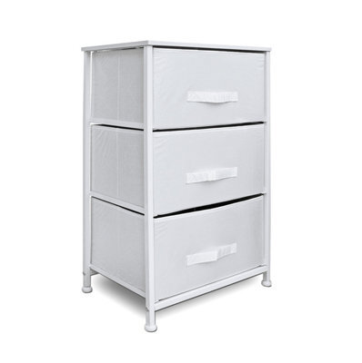 Clarisworld Drawers Storage Tower Dresser - Wood Top, Sturdy Steel Frame, Organizer Unit White 3 Drawer - image 1