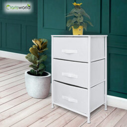 Clarisworld Drawers Storage Tower Dresser - Wood Top, Sturdy Steel Frame, Organizer Unit White 3 Drawer - thumbnail 4