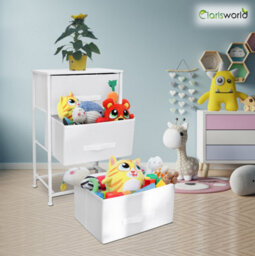 Clarisworld Drawers Storage Tower Dresser - Wood Top, Sturdy Steel Frame, Organizer Unit White 3 Drawer - thumbnail 5