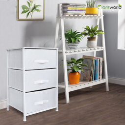 Clarisworld Drawers Storage Tower Dresser - Wood Top, Sturdy Steel Frame, Organizer Unit White 3 Drawer - thumbnail 3