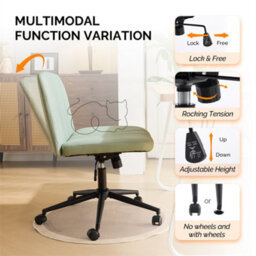Mint Green Pu Leather Mid Back Office Chair,swivel Lift Desk Chair With Wheels Modern - thumbnail 5