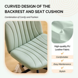 Mint Green Pu Leather Mid Back Office Chair,swivel Lift Desk Chair With Wheels Modern - thumbnail 4