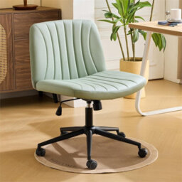 Mint Green Pu Leather Mid Back Office Chair,swivel Lift Desk Chair With Wheels Modern - thumbnail 1