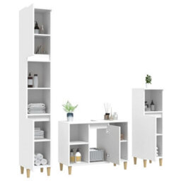 Berkfield 3 Piece Bathroom Furniture Set White Engineered Wood - thumbnail 4