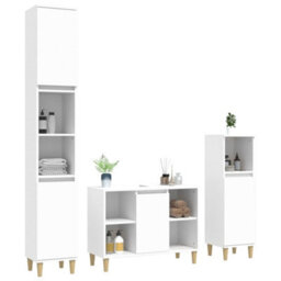 Berkfield 3 Piece Bathroom Furniture Set White Engineered Wood - thumbnail 3