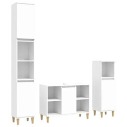 Berkfield 3 Piece Bathroom Furniture Set White Engineered Wood - thumbnail 2