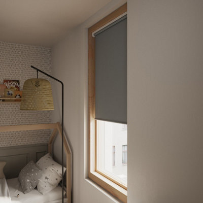 GoodHome Boreas Corded Concrete Grey Blackout Roller Blind (W)60Cm (L)180Cm - image 1