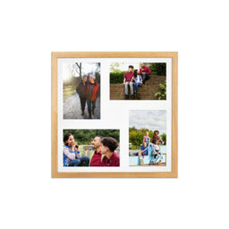 AK Frames 12X12 Oak Sleek Multi Photo Frame With White Mount - Holds 4 Apertures (4X) 6X4 Photos - thumbnail 1