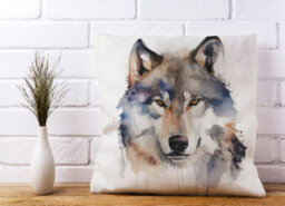 Warren Reed Designer Wolf Watercolour Cushions 45Cm X 45Cm - thumbnail 2