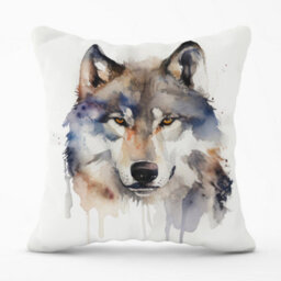 Warren Reed Designer Wolf Watercolour Cushions 45Cm X 45Cm - thumbnail 1