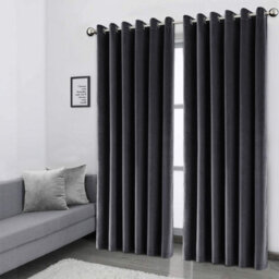 Ameha Charcoal Velvet Curtains 66X90 Inches Eyelet Ready Made Thermal Insulated Window Curtain Pair For Living Room Bedroom - thumbnail 5