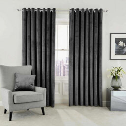 Ameha Charcoal Velvet Curtains 66X90 Inches Eyelet Ready Made Thermal Insulated Window Curtain Pair For Living Room Bedroom