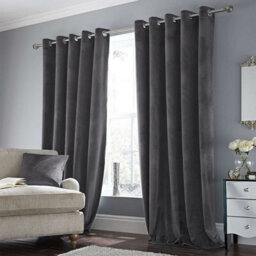 Ameha Charcoal Velvet Curtains 66X90 Inches Eyelet Ready Made Thermal Insulated Window Curtain Pair For Living Room Bedroom - thumbnail 6