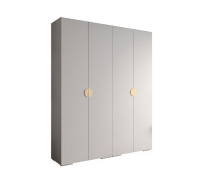 Arte Elegant White Inova 4 Hinged Door Wardrobe W2000mm H2370mm D470mm - Customisable Storage With Gold Round Handles - image 1