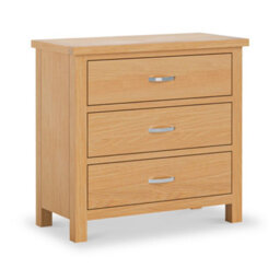 London Oak 3 Drawer Chest Fully Assembled - By Roseland Furniture - thumbnail 1