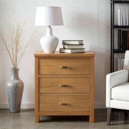 London Oak 3 Drawer Chest Fully Assembled - By Roseland Furniture - thumbnail 2